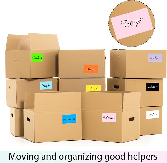 Colored Labels Stickers 2 X 3 Inch, Removable Rectangular Moving Labels, Large Color Coding Labels Moving Stickers- 250 Labels/Orange