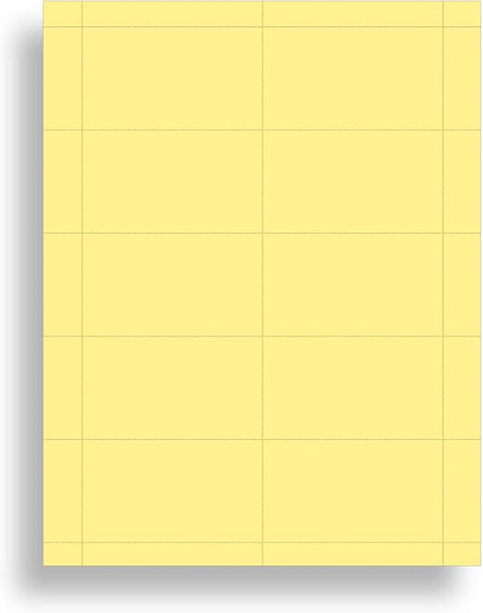 Colored Business Cards - 25 Sheets / 250 Business Cards - Inkjet & Laser - 10 per sheet (Plain Yellow)