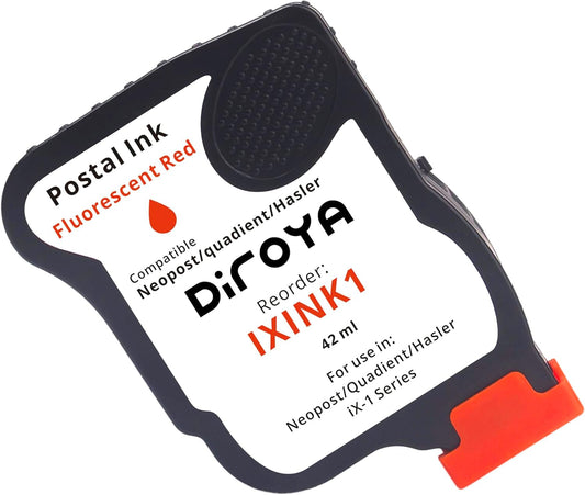 IXINK1 Ink Cartridge High Yield Replacement for Neopost Quadient Hasler iX-1 Series Franking Machine A0146668 Fluorescent Red Postage Meter Ink