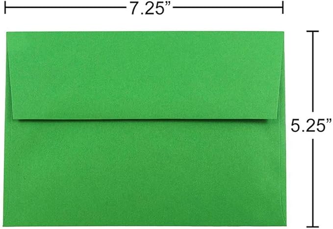 JAM PAPER A7 Colored Invitation Envelopes - 5 1/4 x 7 1/4 - Green Recycled - 50/Pack