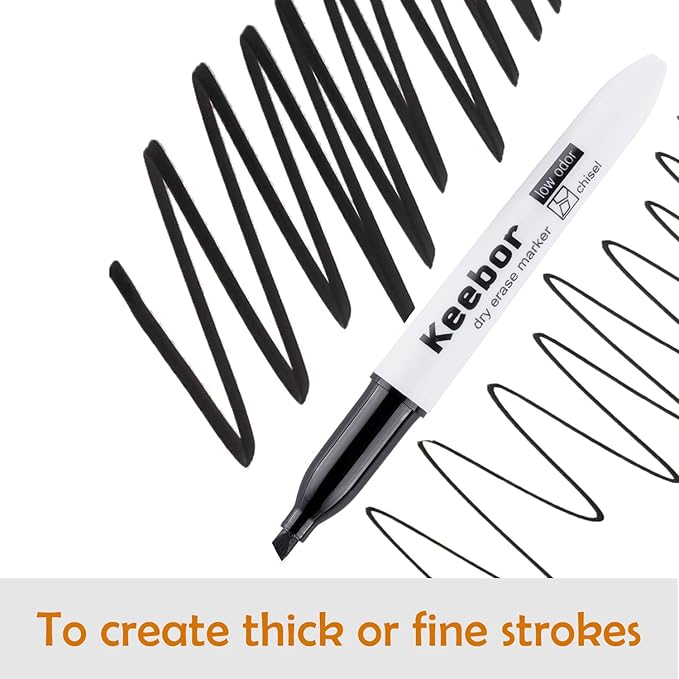 Chisel Tip Dry Erase Markers, 72 Pack Black Marker, Low-Odor White Board Markers, Office & School Supplies