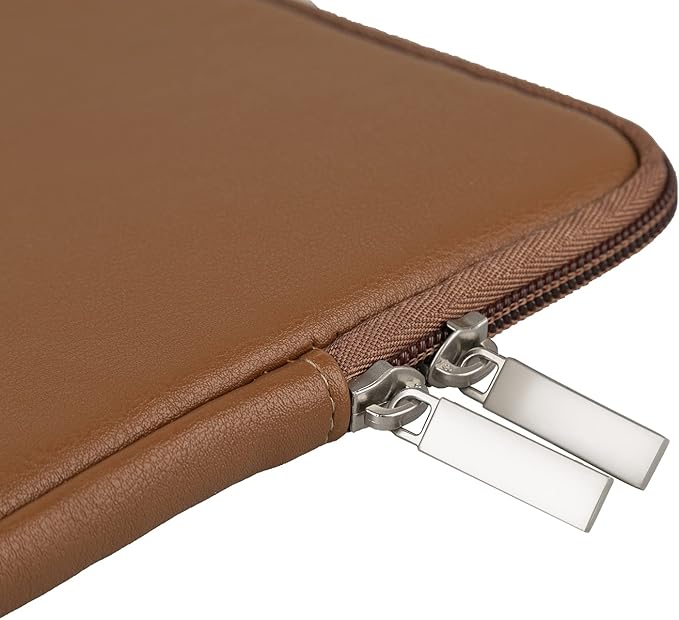 RAINYEAR 15 Inch Laptop Sleeve Soft PU Leather Case Protective Water Resistant Padded Cover Carrying Computer Bag Compatible with 15.4 MacBook Pro, Surface Laptop 3/4 15", New XPS 15 Touch(Brown)