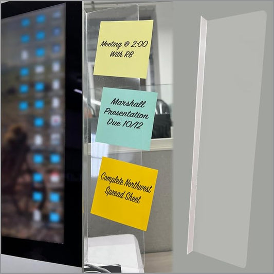 Computer Monitor Memo Board 2 Pack Sticky Note Holder, Semi-Transparent Flexible PVC, Monitor Adhesive Message Boards, Desk Accessories & Workspace Organizers, 12" L x 3" W, Non-Acrylic