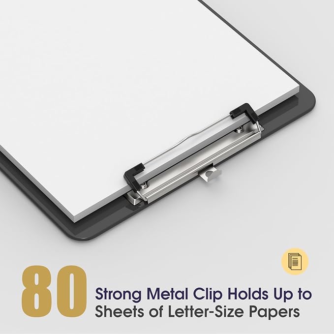 Plastic Clipboards, A4 Grey Clip Board 8.5x11 for Classroom, Students, Kid, Woman, Size 9" x 12.5" with Low Profile Clip, Office & School Supply