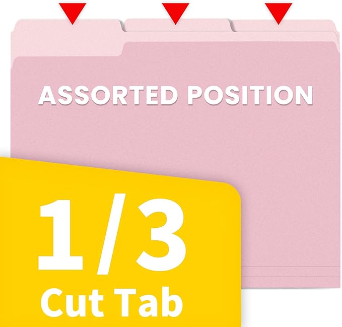 SUNEE File Folders, 18 Pack Manilla Folders 8.5 x 11, Colored Folders Office Organization Home School Folders for Documents Files Paper,Pink Color