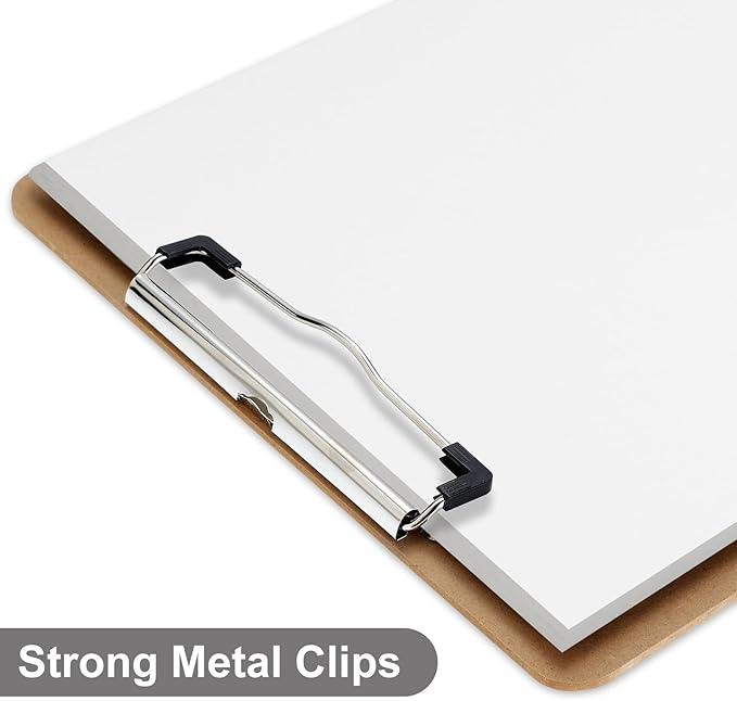 Wood Clipboards, Letter Size Hardboard Clip Board 8.5x11 for Classroom, Students, Kid, Woman, A4 Standard Clipboard Size 9" x 12.5" with Low Profile Clip, Office Supply, School Supply.