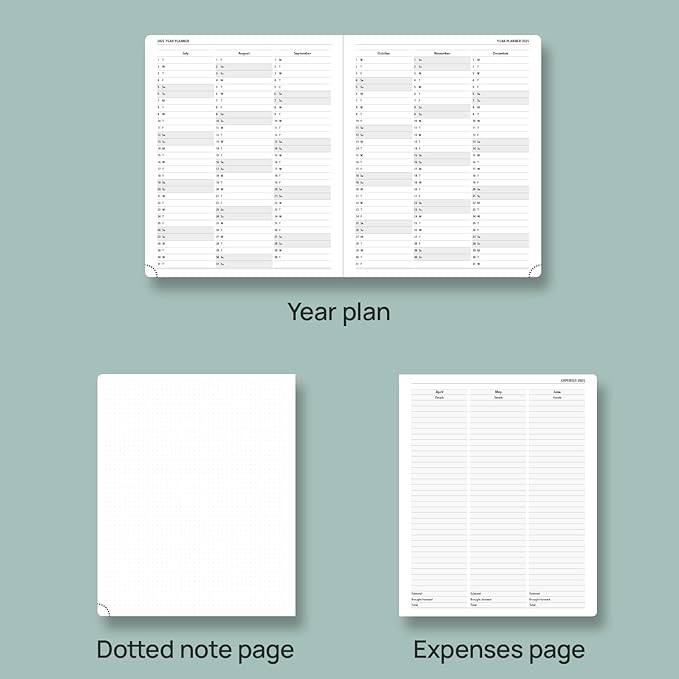 POPRUN Planner 2024-2025, [Large 8.5'' x 10.5'' Hard Cover] Academic Calendar (July 24-June 25) Daily Weekly and Monthly Appointment Book with Hourly Time Slots, Monthly Tabs, 100 GSM - Haze Blue