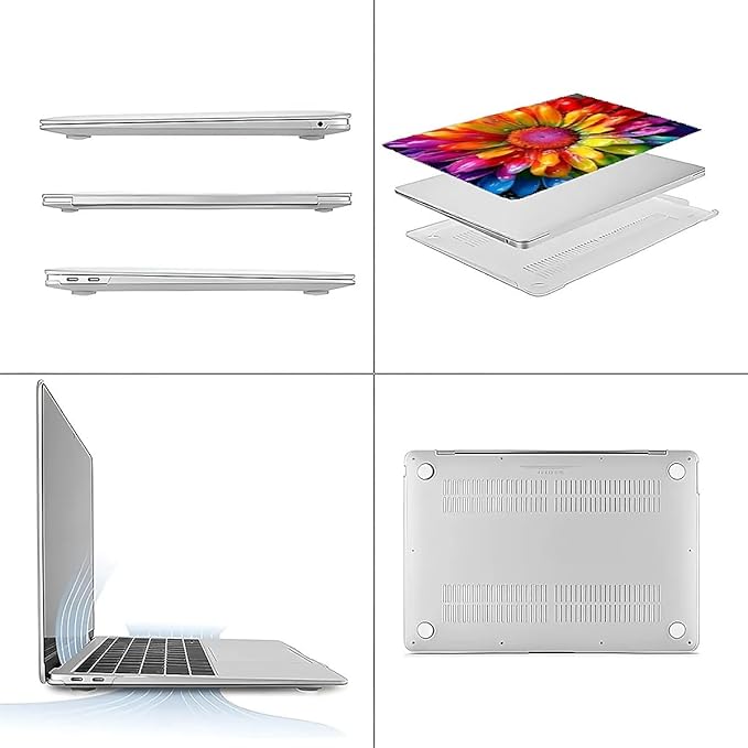 Compatible with 15.4 Inch MacBook Pro A1707/A1990, Colorful Rainbow Sunflowers Hard Plastic Shell Cover Case