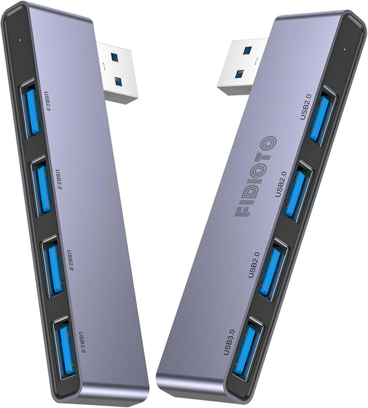 USB Hub(1 Right and 1 Left), Fidioto 4-Port USB Hub(1 * 3.0 Port, 3 * 2.0 Port) USB Splitter USB Expander for Laptop, Xbox, Flash Drive, HDD, Console, Printer, Camera,Keyborad, Mouse