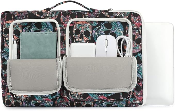 canvaslife 360° Protective Laptop Sleeve Case Bag Cover with Handle For iPad 12.9 inch,MacBook Pro Air 13" and 12.5 inch-13.3 inch Laptop (Skull)