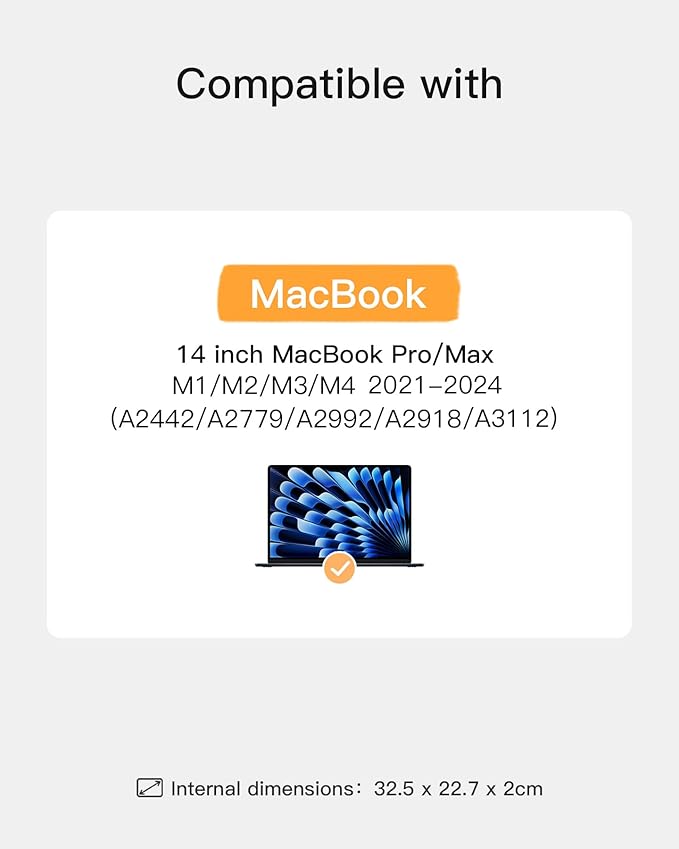 Inateck 360° Protective Laptop Bag with Accessory Bag, Compatible with 14-inch MacBook Pro/Max M4 M3 M2 M1 2021-2024, Black Gray