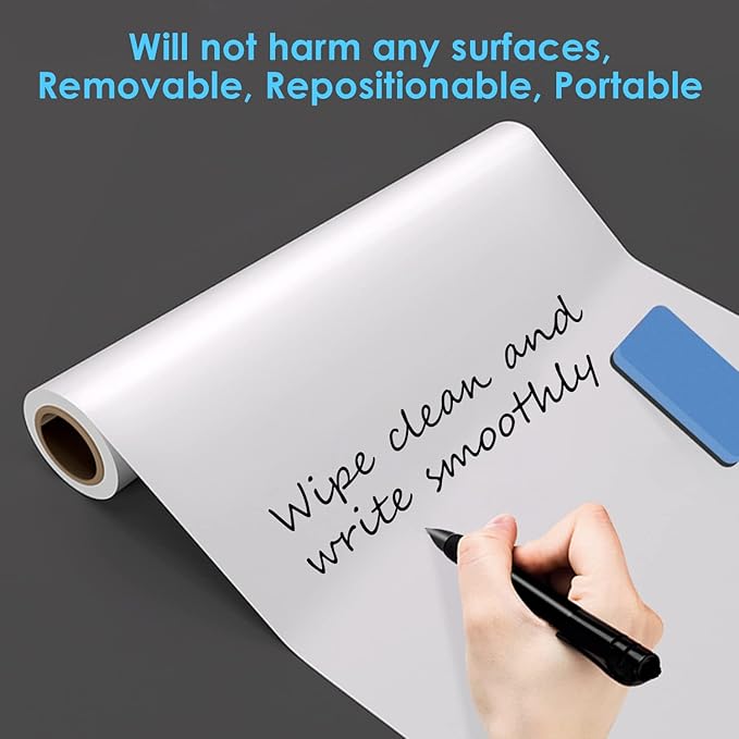 2 Roll Static Cling Dry Erase Sheets Large - 25x30-30Sheets Removable Reusable Whiteboard Poster Paper for Wall, Portable White Board Dry Erase Wallpaper