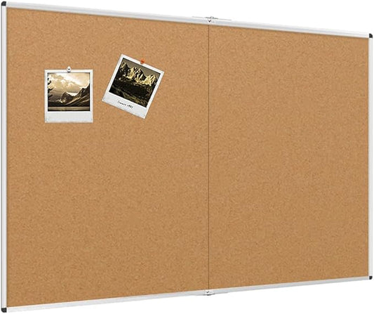 VIZ-PRO Large Cork Bulletin Board/Foldable Noticeboard, 72 X 48 Inches, Silver Aluminium Frame