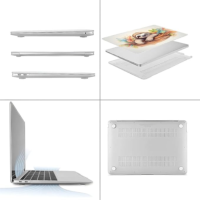 Compatible with 12 Inch MacBook A1534, Cute Sloth Hard Plastic Shell Cover Case