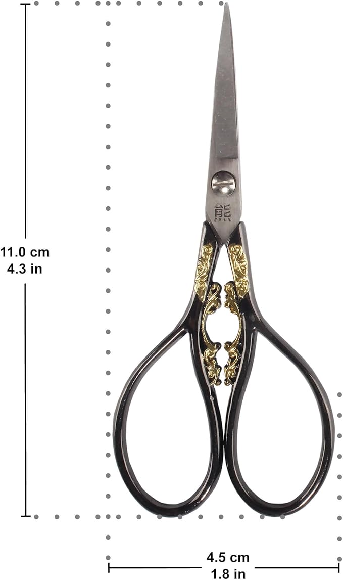 JubileeYarn Scrollwork Embroidery Craft Scissors - Black - 10 Scissors