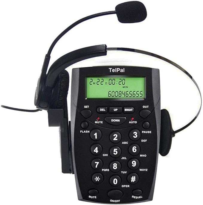TelPal Corded Call Center Headset Telephone with Dialpad & Monoral Noise Cancelling Headphone HA0021, Wired Analog Home & OfficeTelephone Set Landline