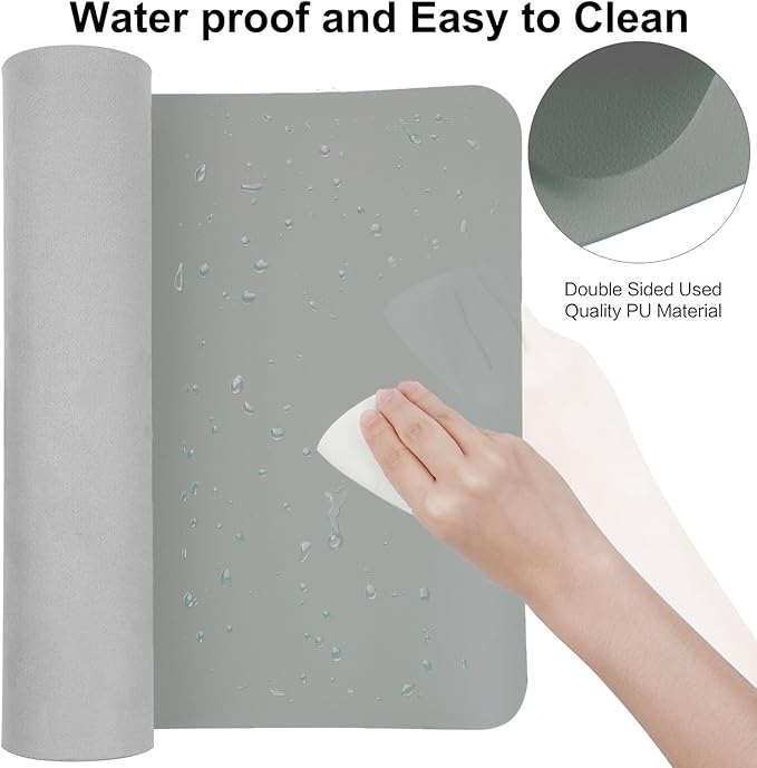 Boutilon Leather Desk Pad 47"x 24" Non-Slip Mouse Pad,Business Desk Pad,Extended Table Protector for Keyboard and Mouse,Desk Writing Pad for Office Home Working Decor (XXXL-Grey)