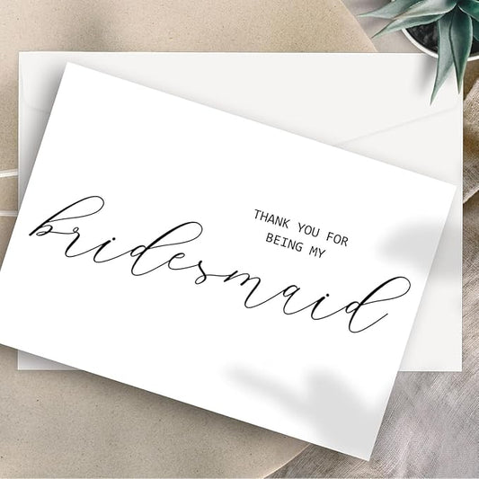 14 PACK Thank You for Being My Bridesmaid Card |Blank Inside Wedding Ceremony Thank You Card | Premium Recycled Linen Cardstock | With Matching Envelope | 5.9"x3.9"