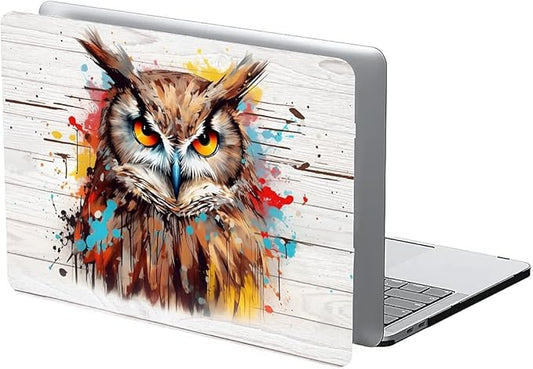 Compatible with 15 Inch MacBook Air A2941 M2 2023, Funny Colorful Owl Hard Plastic Shell Cover Case