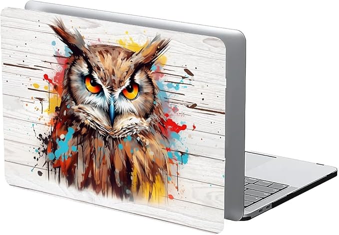 Compatible with 13.3 Inch MacBook Air A1466/A1369, Funny Colorful Owl Hard Plastic Shell Cover Case
