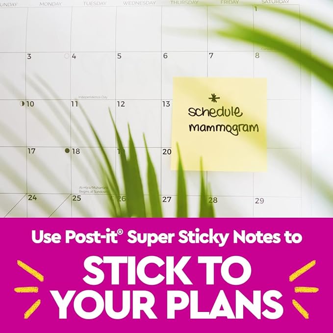 Post-it 100% Recycled Paper Super Sticky Notes, Canary Yellow, 3 in. x 3 in., 12 Sticky Note Pads, 70 Sheets per Pad, School Supplies and Office Products
