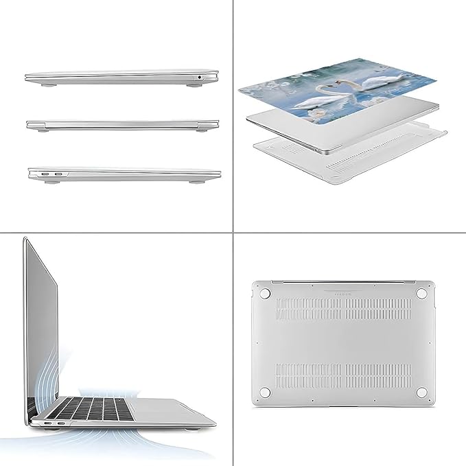 Compatible with MacBook Air 13.3 inch Case 2018-2020 Release A1932 A2179 A2337, Elegant Swan Hard Plastic Shell Cover Case