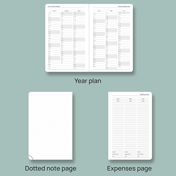 POPRUN Pocket Planner 2024-2025, [Pocket 4''x 6.25'' Hard Cover] Academic Year Calendar Daily Weekly and Monthly (July 24-June 25) with Hourly Time Slots, 100 GSM Paper - Haze Blue