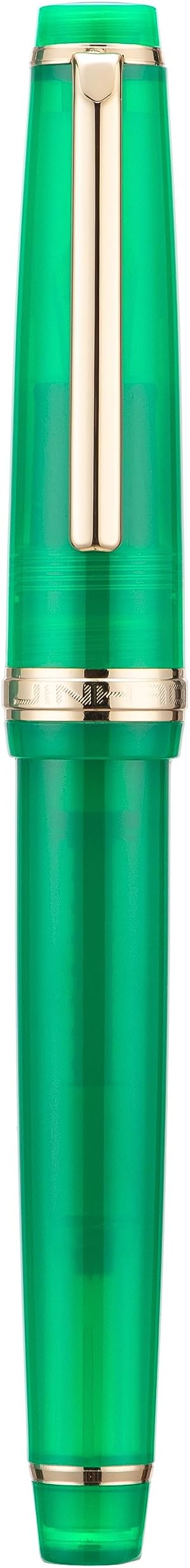 Jinhao 82 Acrylic Fountain Pen, Iridium Extra Fine Nib with Ink Converter, Transparent Jungle Green Classic Design Smooth Writing Pen (Gold Trim)