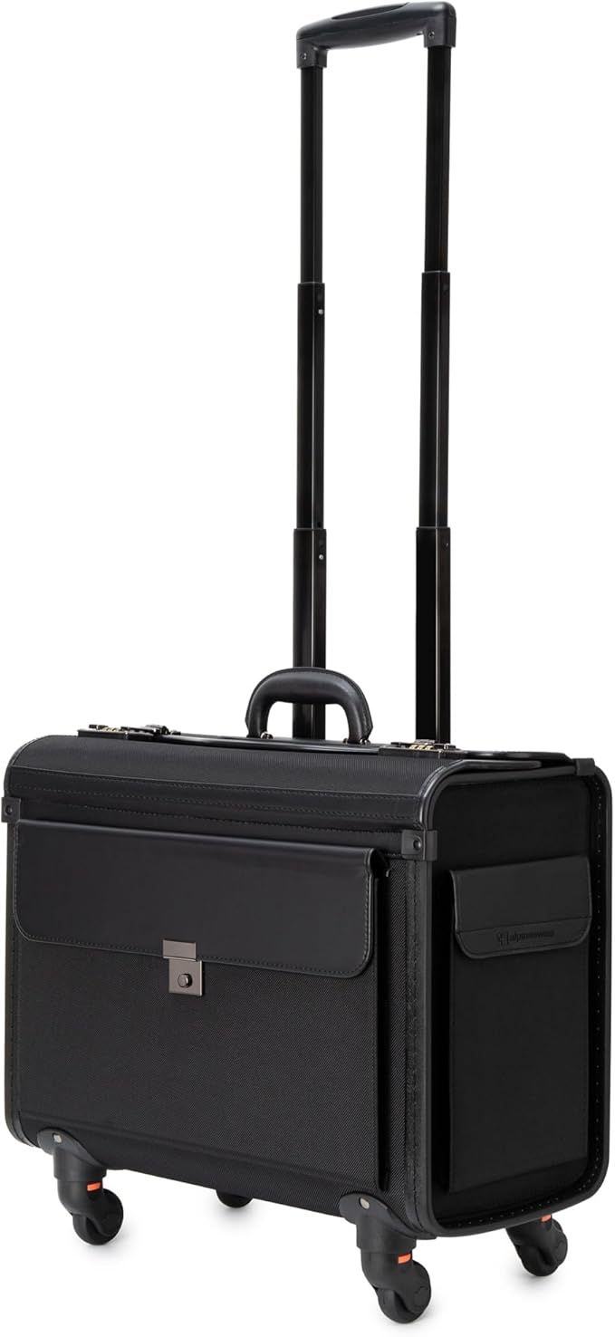 Alpine Swiss 17” Laptop Rolling Briefcase 4 Wheels Pilot Lawyer Attache Travel Case