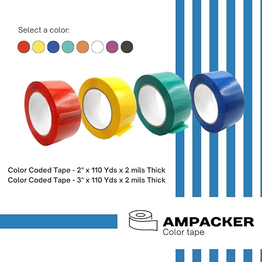 Heavy Duty Packaging Color Tape for Shipping,Packing and Moving 2" Wide x 2.0 Mil Thick -110 Yrd Roll -Acrylic Adhesive Tape for Box Sealing. (36 Rolls, Green, 2" Wide x 110 yds).