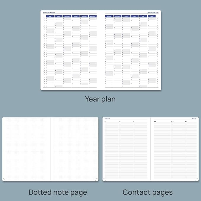 POPRUN 2025 Monthly Calendar 8.5" x 11", Large Writing Space Monthly Planner with PU Leather Soft Cover, Dual Pockets, Monthly Tabs, 100GSM Thick Paper, Sunday Start - Brown