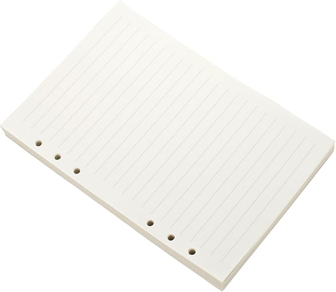 Ancicraft Refill Paper A5 5.7 X 8.25 Inches 6 Hole Lined Creamy White Paper for Loose Leaf Binder Notebook 100 Sheets / 200 Pages