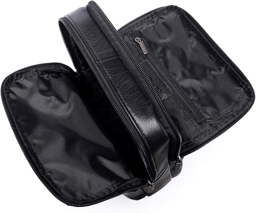 Hebetag Small Leather Sling Shoulder Bag Messenger Pack for Men Women Outdoor Travel Business
