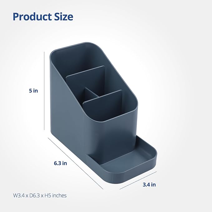 BLUE GINKGO Desk Holder – Korean-Made Office Organizer for Pencils, Pens, Notes, and Desk Supplies (Prussian Blue)