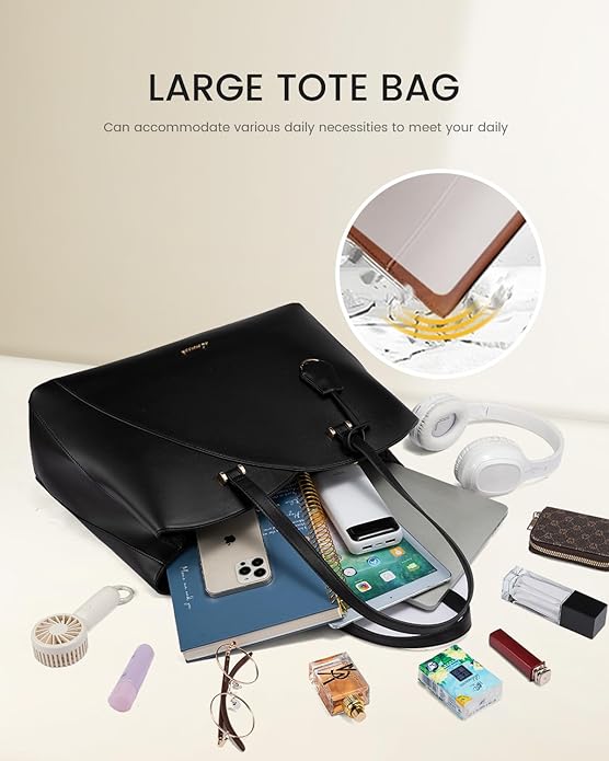 LOVEVOOK Laptop Tote Bag for Women, Work Bags Teacher Tote Bag, Leather Computer Bag Purses Handbag Professional Briefcase