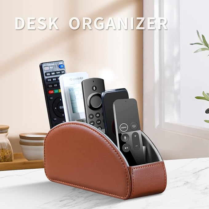 Remote Control Holder - 5 Compartment Nightstand TV Remote Caddy Organizer for DVD, Media, Blu-Ray, Heater Controllers, Mobile Phone, Glasses and Office Supplies Storage Box
