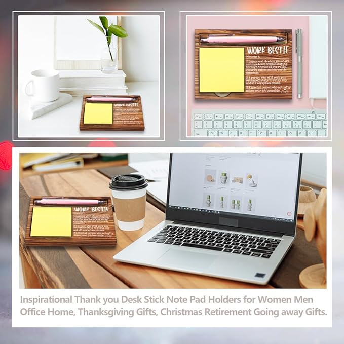 Work Bestie Gifts for Women Funny, New Job Gifts for Work Bestie, Retirement Birthday Leaving Party Gifts for Work Bestie Coworker Friends, Work Bestie Gifts Self-Stick Note Pad Holders-DW52