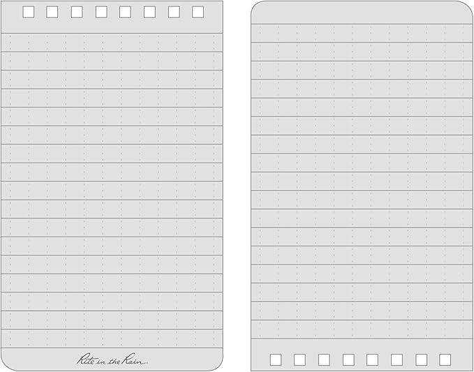 Rite in the Rain Weatherproof Top Spiral Notebook, 3" x 5", Black Cover, Universal Pattern, 6 Pack (No. 735L6)