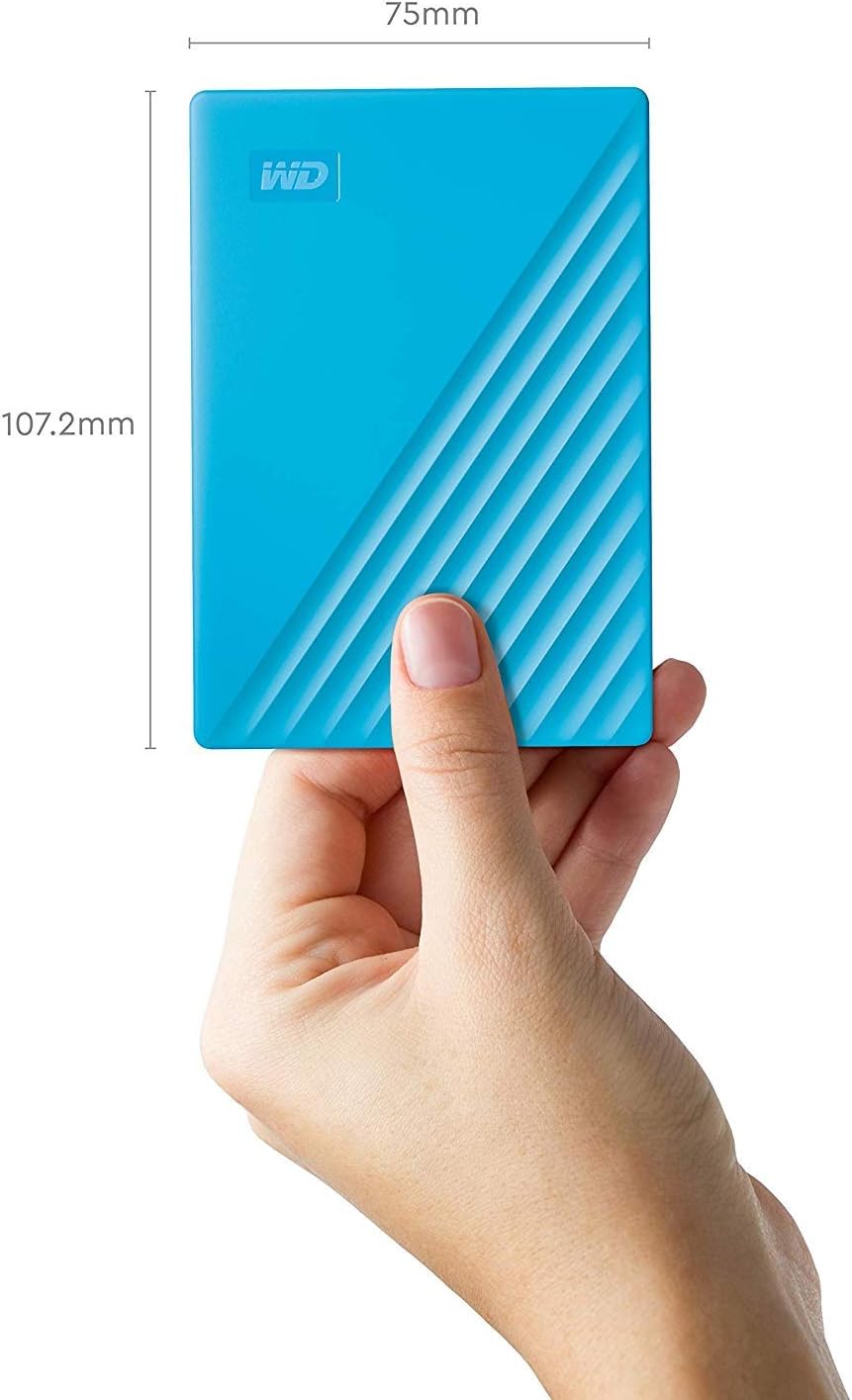 WD 5TB My Passport, Portable External Hard Drive, Blue, Backup Software with Defense Against ransomware, and Password Protection, USB 3.1/USB 3.0 Compatible - WDBPKJ0050BBL-WESN