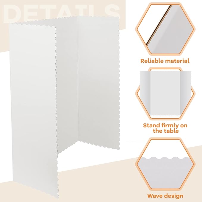 12 Pieces Tri Fold Poster Boards Bulk, Lightweight Science Display Boards, Trifold Presentation Display Board for Science Fair Project(14 x 22 Inch,White)