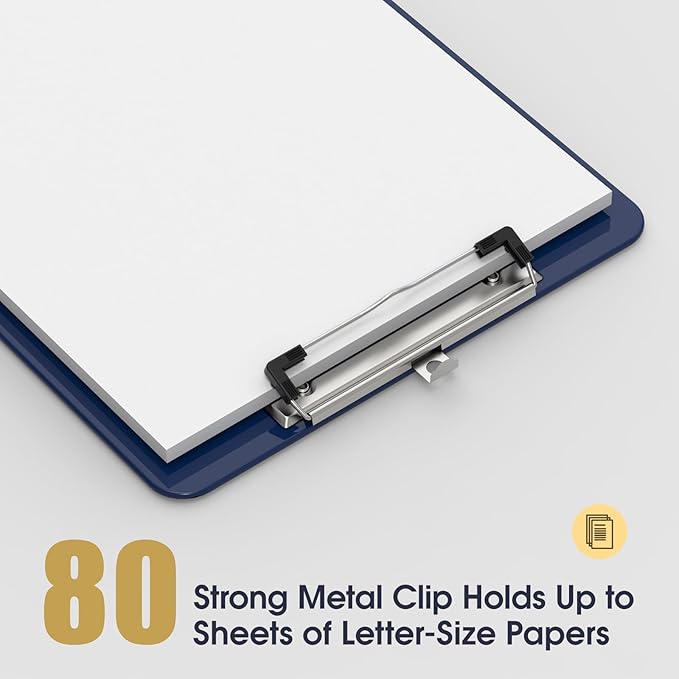 Plastic Clipboards 2 Pack, A4 Blue Clip Board 8.5x11 for Classroom, Students, Kid, Woman, Size 9" x 12.5" with Low Profile Clip, Office & School Supply