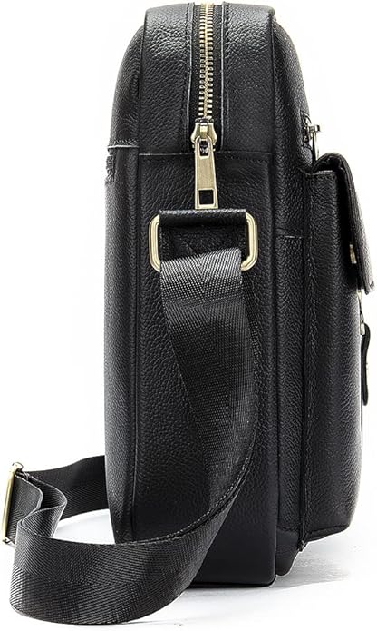 Hebetag Small Leather Sling Shoulder Bag Messenger Pack for Men Women Outdoor Travel Business