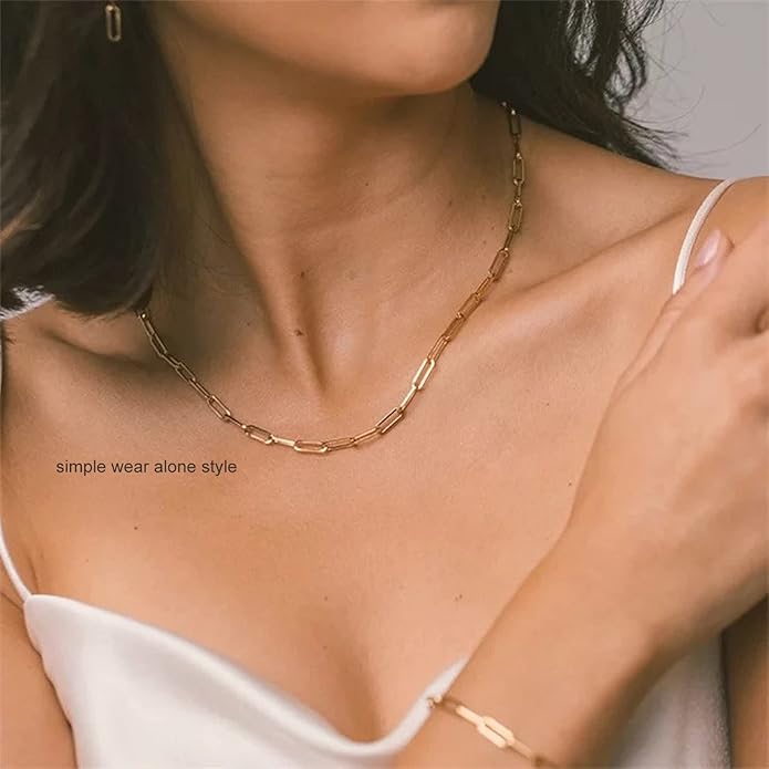 Herringbone Necklace for Women,Dainty Gold Necklace,14k Gold Plated Snake,Gold Chain Choker Necklaces,Simple Gold Layered Necklaces,Gold Jewelry Gift for Women