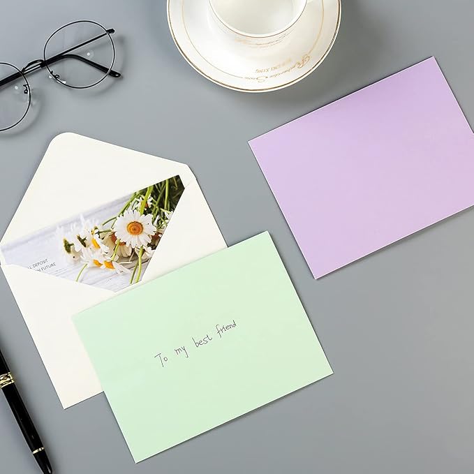 50 Pack A6 Envelopes for 4 x 6 Greeting Cards, Birthday Party, Photos, Baby Shower and Wedding Invitation Cards, 6 1/2 x 4 3/4 Inches (Multicolor)