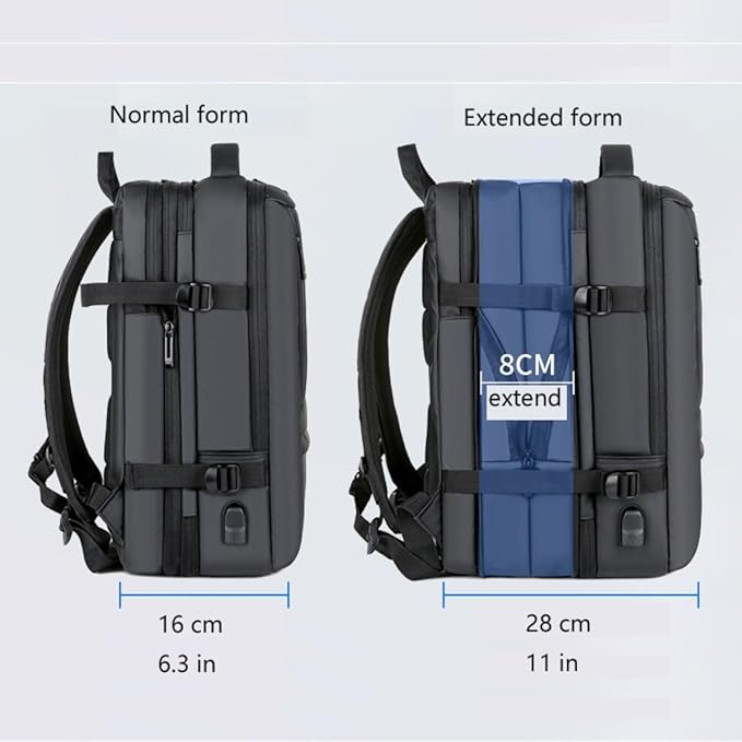 Travel Backpack for Women, Business Anti Theft Water Resistant Durable Scalable Laptop Backpack with USB Charging Port, 17 Inch Computer Bag Rucksack Casual Daypacks, Gifts for Men & Women, Black