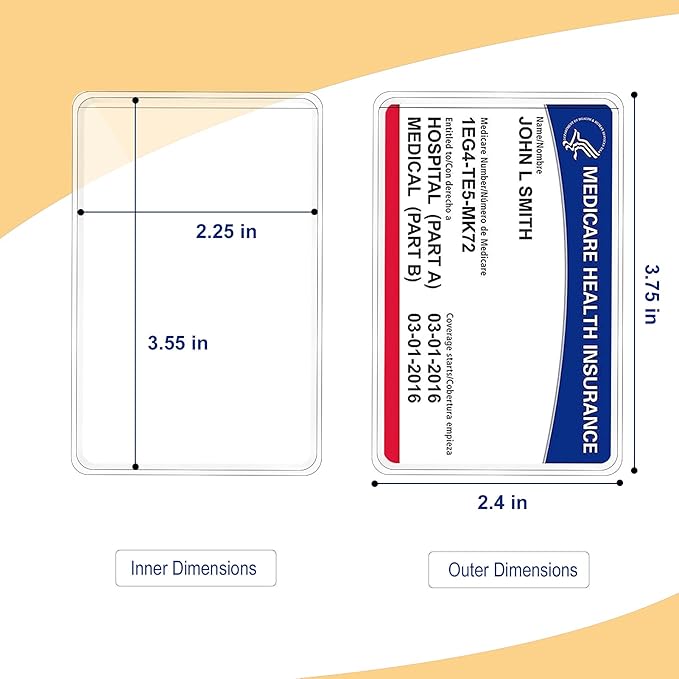 6 Pack New Medicare Card Holder Protector Sleeves，12Mil Clear PVC Waterproof Medical/Credit Card, Business/Social Security Card Protector