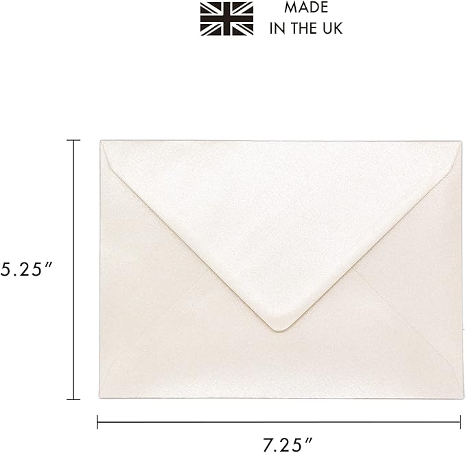 Pukka Pad, Carpe Diem Gummed Envelopes for Greeting Cards and Invitations - Pack of 25 Fresh White Envelopes - A7, 5.25 x 7.25 in