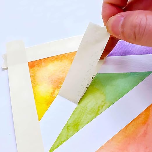 4 Pack White Artist Tape - Art Masking Tape for Watercolor Paper, Canvas Acrylic Painting, Curves, Framing, Paint, Gouache, Console - Acid Free Drafting Tape 0.40" Wide - 360FT Total