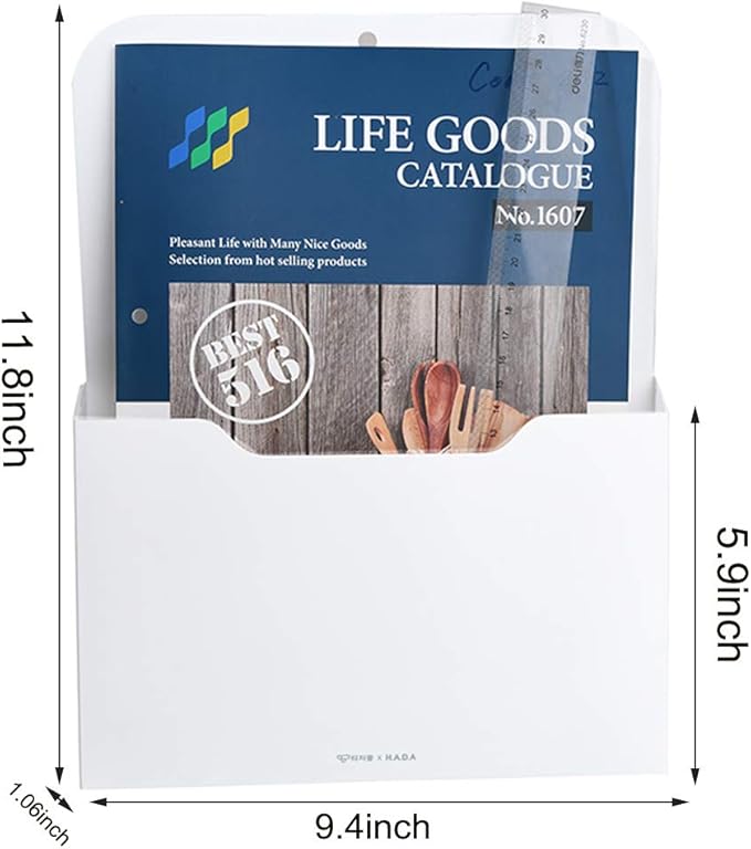 Magnetic File Holder - Magnetic Paper Holder, Pocket Organizer Office Supplies Storage Mail Organizer for Notebooks,Planners,Letter (1 Pack)