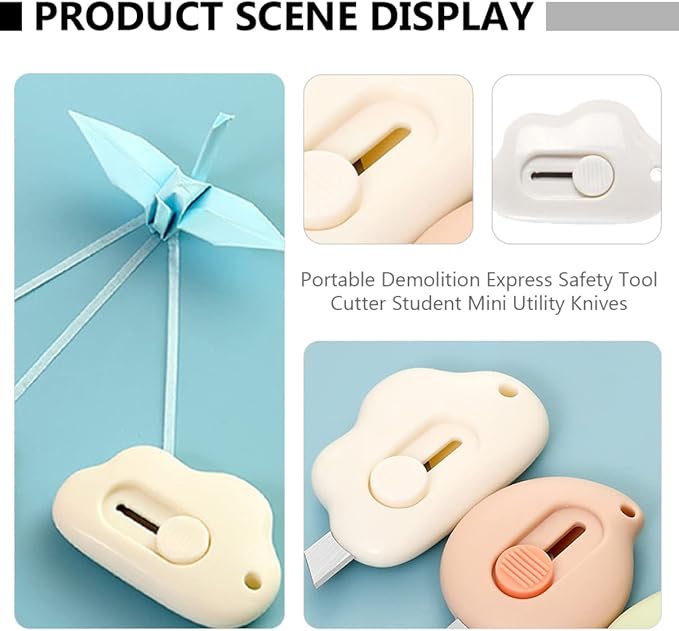 Angoily 3pcs for Home Utility Mini Retractable Lock Opening Tool School Pocket Knife Function Portable Knives Cutting Students Cardboard Craft Cartons Letter Practical Animal Box Cutter
